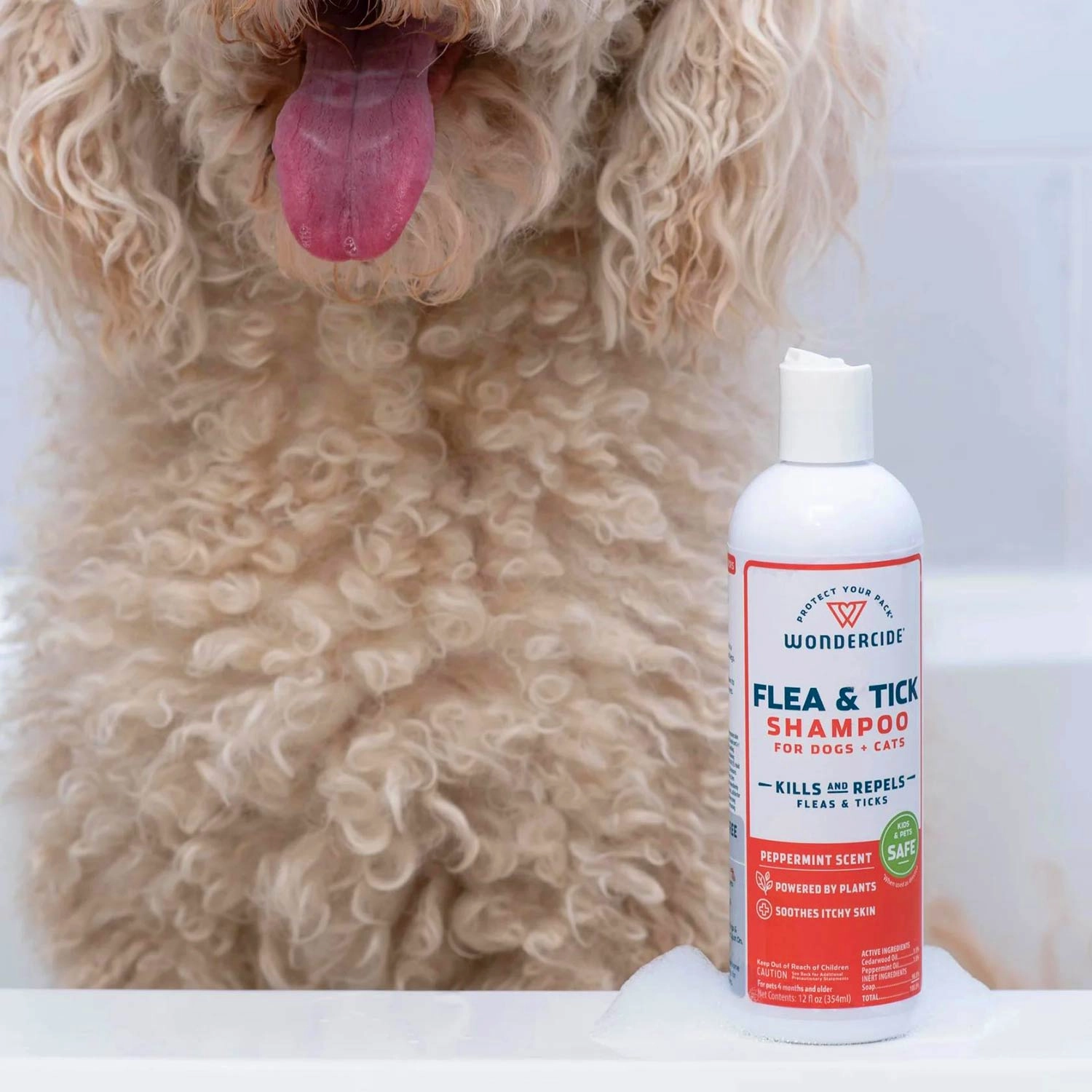 Wondercide Flea & Tick Shampoo for Dogs   Cats, Peppermint, 12 oz