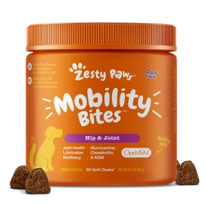 Zesty Paws Dog Mobility Bites Hip & Joint Duck 90soft chews