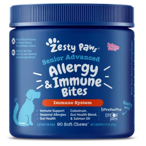 Zesty Paws Dog Senior Advanced Allergy & Immune Bites Immune System Salmon 90soft chews
