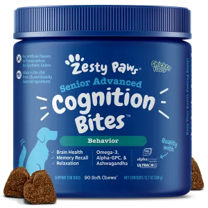 Zesty Paws Dog Senior Advanced Cognition Bites Behavior Chicken 90soft chews