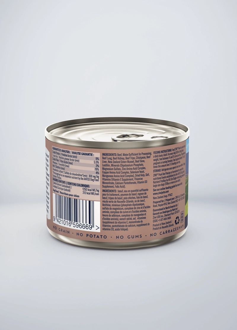 ZIWI Peak Grain Free Beef Recipe Canned Dog Food
