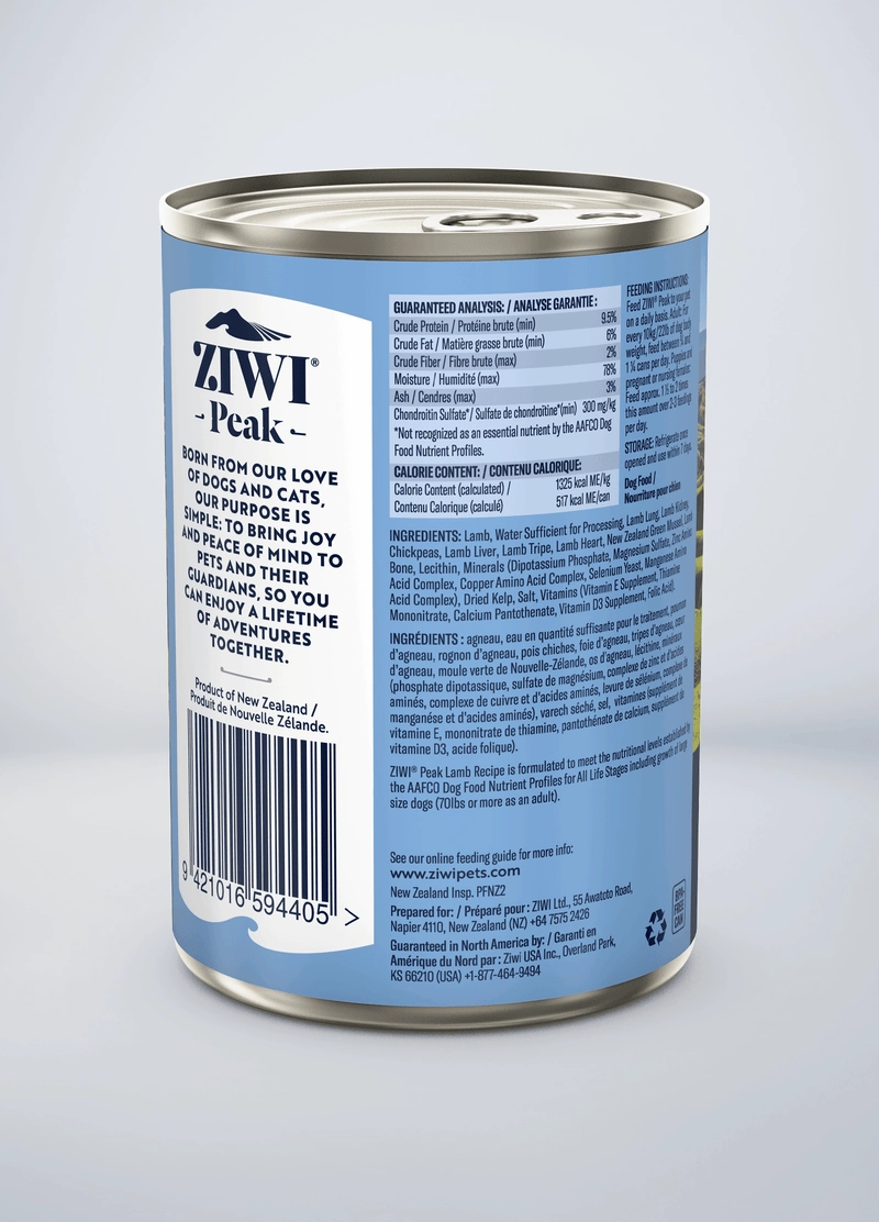 ZIWI Peak Grain Free Lamb Recipe Canned Dog Food