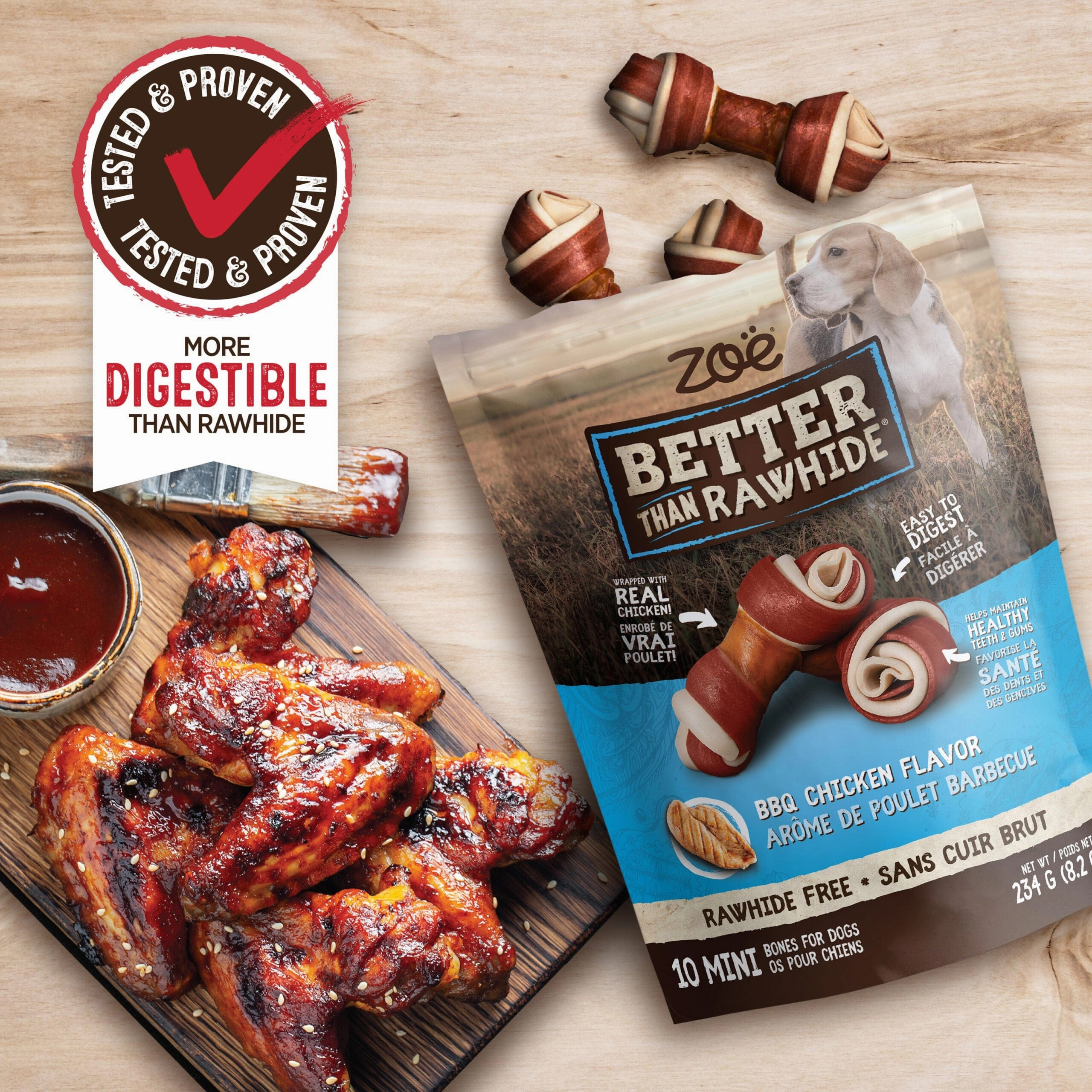 Zo Better than Rawhide BBQ Chicken Bones, Mini